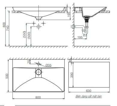 Chậu rửa dương bàn Viglacera Platinum P.22.680