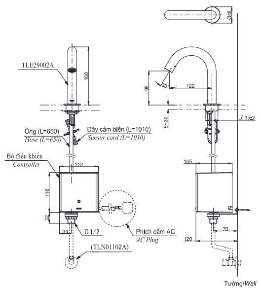 Vòi chậu cảm ứng TLE29002V - Bùi Minh