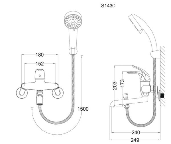 Vòi sen tắm xả bồn nóng lạnh Caesar S143C - Bùi Minh