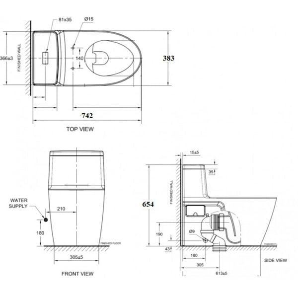  Bàn cầu 1 khối WP-3232 American Standard 