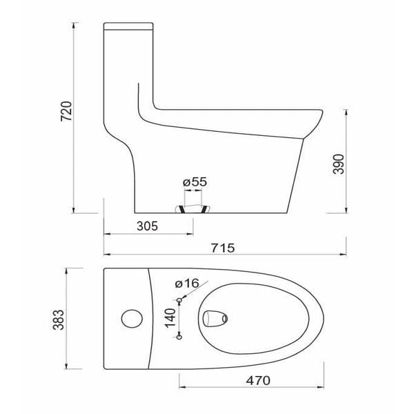 Bàn cầu 1 khối Viglacera Sanfi S306