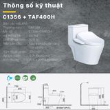  Bàn cầu 1 khối Caesar C1356 (Không nắp) + nắp rửa TAF400H 