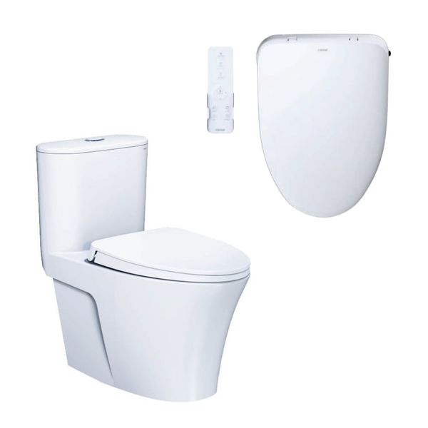 Bàn cầu 1 khối Caesar C1395 (không nắp) + nắp rửa TAF710H Bùi Minh