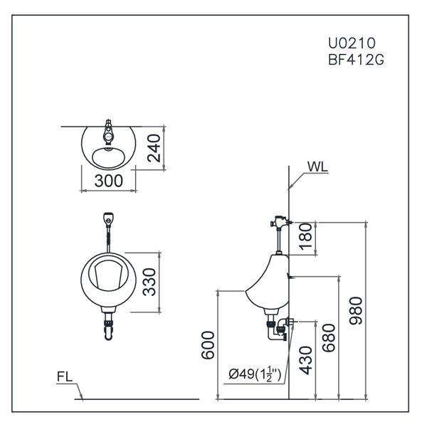 Bồn tiểu nam treo tường Caesar U0210 - Bùi Minh