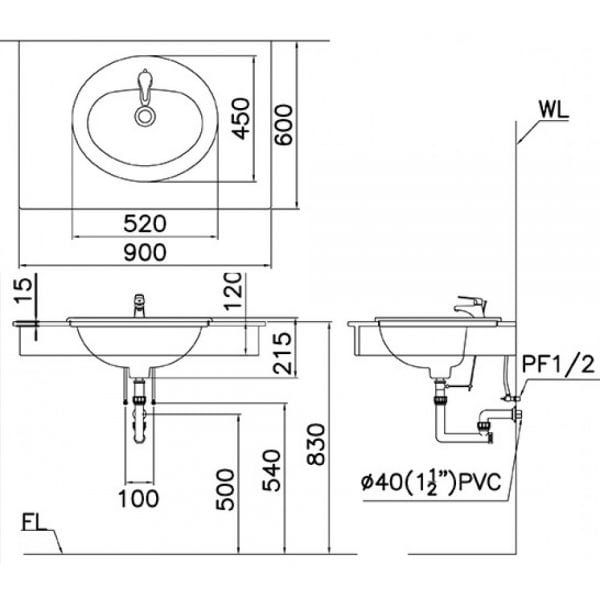  Chậu rửa dương bàn Caesar L5018 