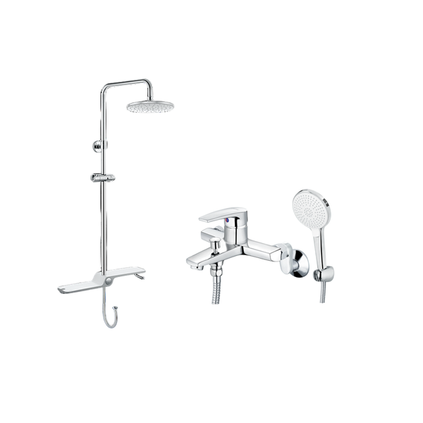 Combo sen tắm đứng kết hợp vòi sen nóng lạnh Caesar BS126 + S393C Bùi Minh