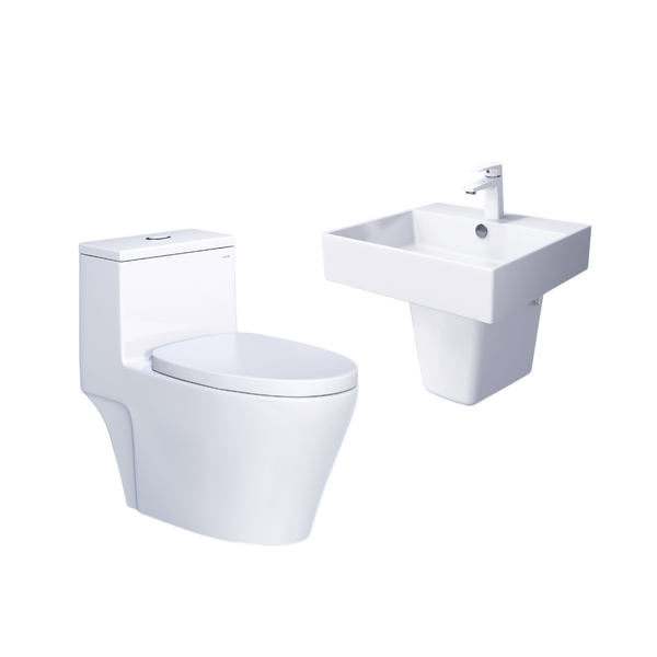 Combo bàn cầu + lavabo + chân treo Caesar C1356 + LF5263 + PF2463 Bùi Minh