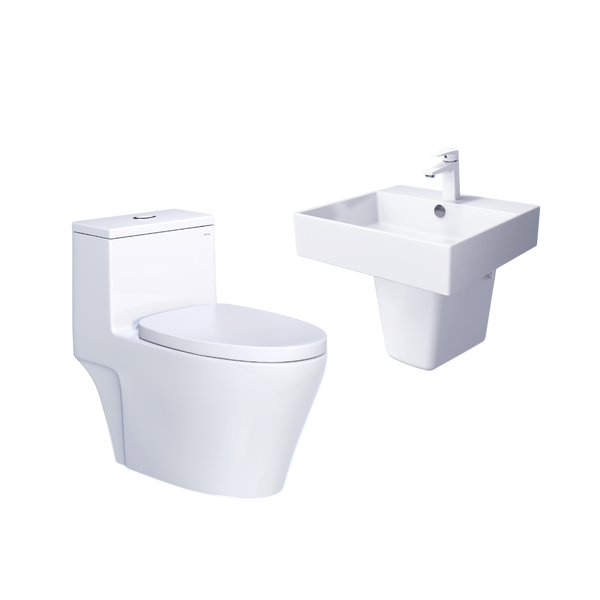  Combo bàn cầu một khối + lavabo + chân treo Caesar C1356 + LF5263 + PF2463 