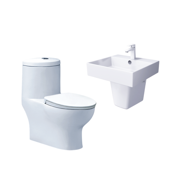  Combo bàn cầu một khối + lavabo + chân treo Caesar C1375 + LF5263 + PF2463 