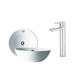 Combo lavabo treo kết hợp vòi lavabo cao Caesar L5215S + B551CU 