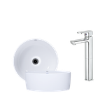  Combo lavabo treo kết hợp vòi lavabo cao Caesar L5225S + B551CU 