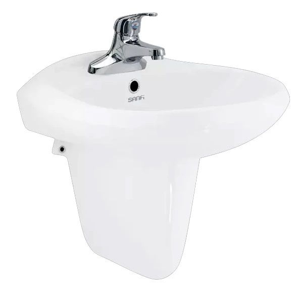 Chậu rửa treo tường Sanfi S506 + chân S602 - Bùi Minh