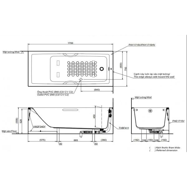 Bồn tắm Toto PAY1715HVC#W/TVBF411 Bùi Minh