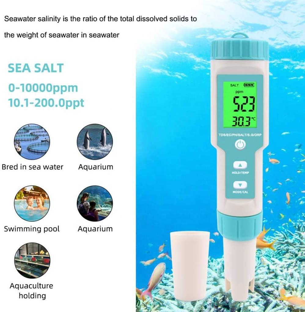Medidor de Calidad de Agua 7 en 1: ¡Monitoreo Completo y Preciso! - Medidor Orp 7 En 1 Salinidad Sg Tds Ec