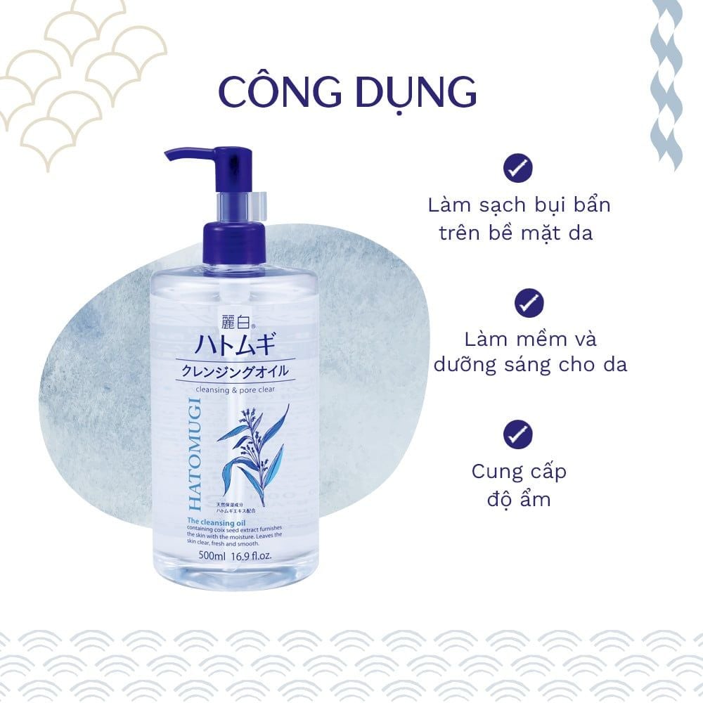 Dầu Tẩy Trang Dưỡng Ẩm HATOMUGI Cleansing & Pore Clear The Cleansing Oil 500ml
