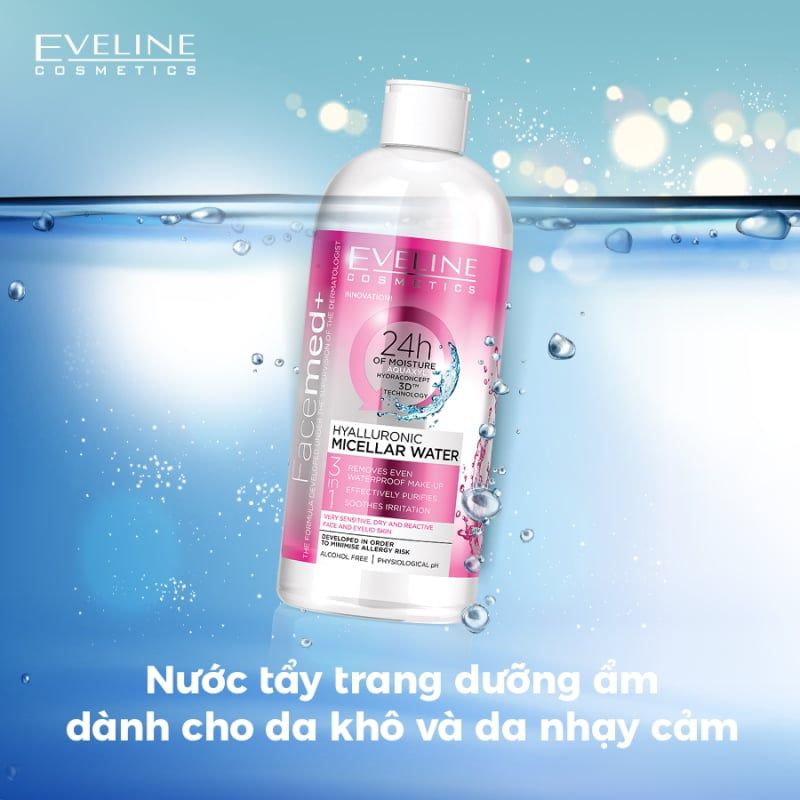 Nước Tẩy Trang Làm Sạch, Dưỡng Ẩm Da Eveline Hyaluronic Clinic B5 Micellar Water