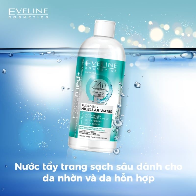 Nước Tẩy Trang Làm Sạch, Dưỡng Ẩm Da Eveline Hyaluronic Clinic B5 Micellar Water