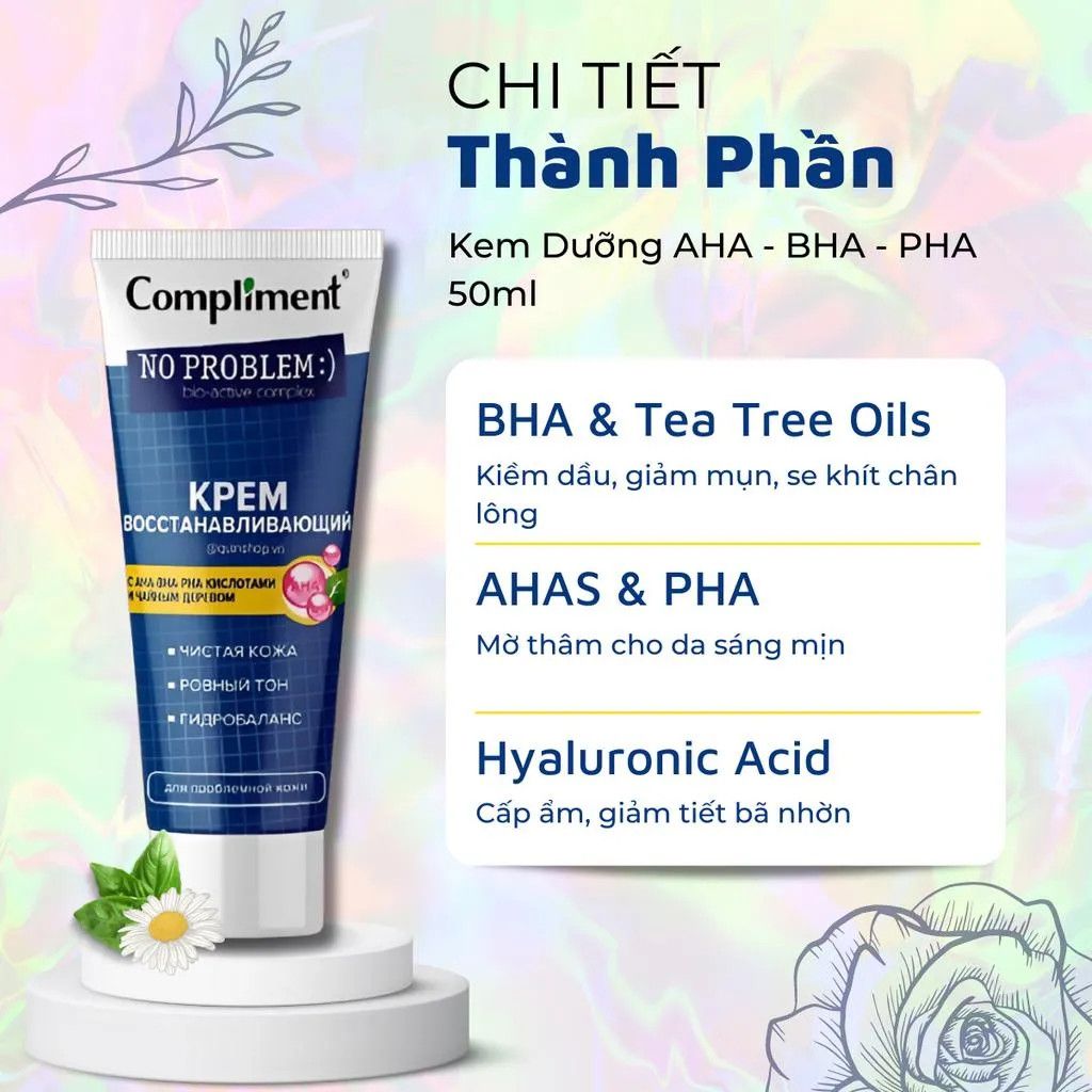 Kem Dưỡng Compliment No Problem AHA-BHA-PHA Tái Tạo, Phục Hồi Da Dầu Mụn 50ml