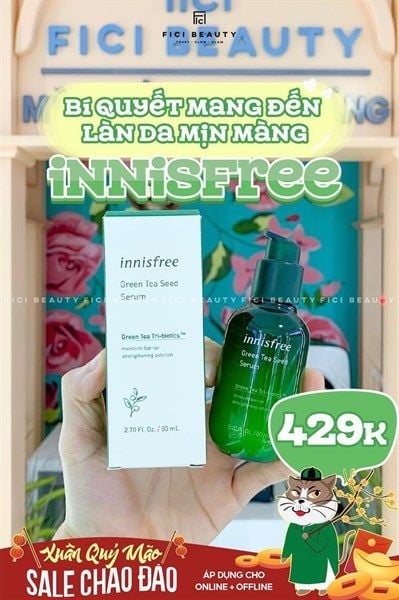 Tinh Chất Dưỡng Ẩm Sâu, Phục Hồi Da Mụn Innisfree Green Tea Seed Serum 80ml