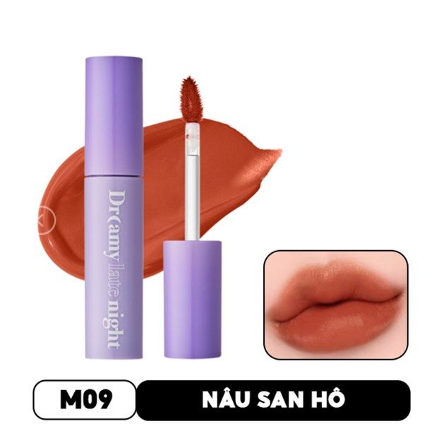 Son Kem Lì, Mịn Mượt Nhẹ Môi Merzy Dreamy Late Night Mellow Tint - M9 Breathe Tan - Nâu San Hô