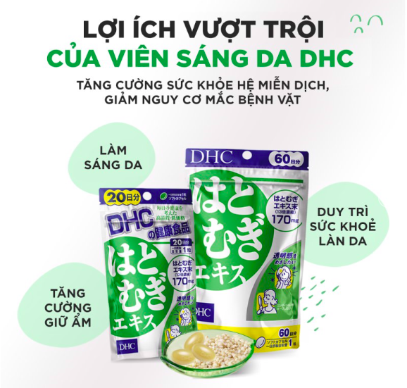 Viên Uống Trắng Da Từ Bột Ý Dĩ DHC Adlay Extract 30 viên-30 ngày