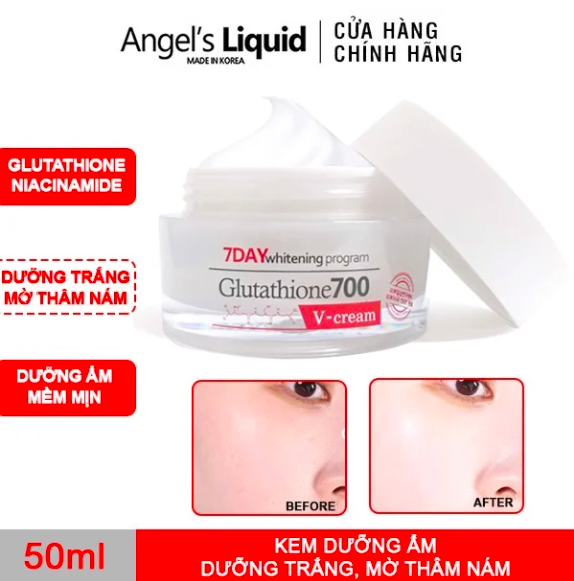 Kem Dưỡng Trắng Da, Mờ Thâm Nám Chỉ Trong 7 Ngày ANGEL'S LIQUID 7 Day Glutathione 700 V-Cream 50ml