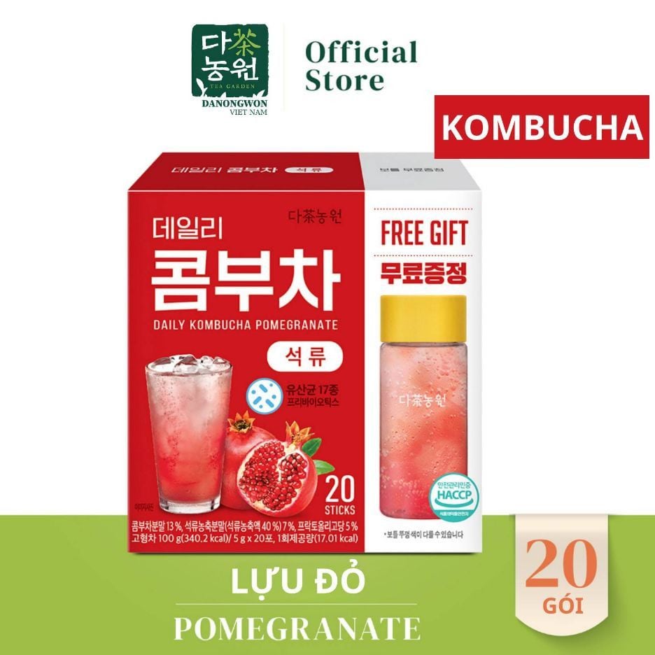Trà KOMBUCHA Giảm Cân, Đẹp Dáng, Đẹp Da - Hộp 20 Gói (Tặng Bình)