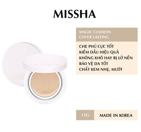 Phấn Nước Che Khuyết Điểm, Kiềm Dầu, Cấp Ẩm, Che Phủ Lỗ Chân Lông Missha Magic Cushion Cover Lasting