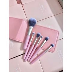 Bộ Cọ Trang Điểm Tiện Lợi 6 Món PEACH C Daily Make Up Brush Set Kèm Bao Da Màu CAM ĐÀO Siêu Xinh