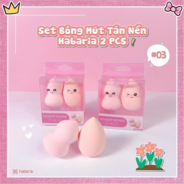 Set 2 Bông Mút Trang Điểm HABARIA - Màu Ngẫu Nhiên