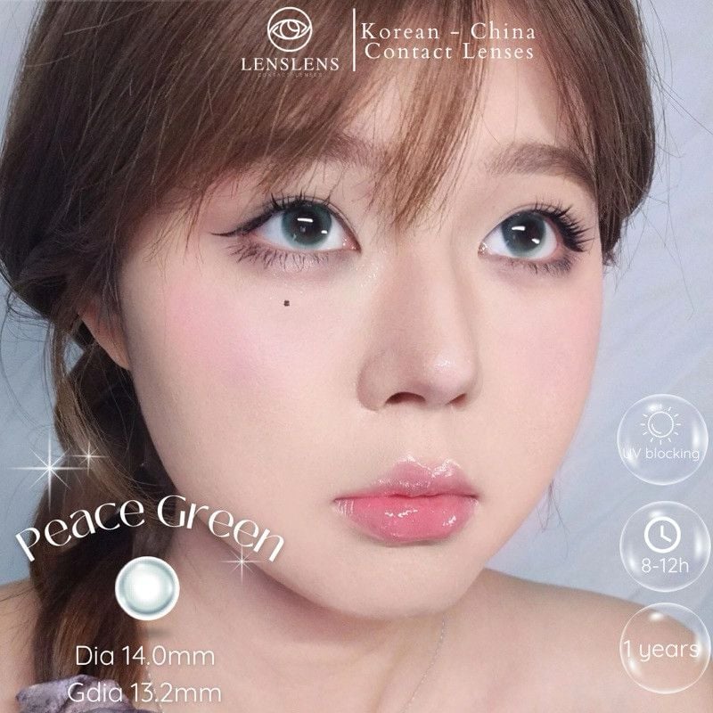 Lens Thời Trang DOUYIN (Cặp) - PEACE GREEN 0-3 độ