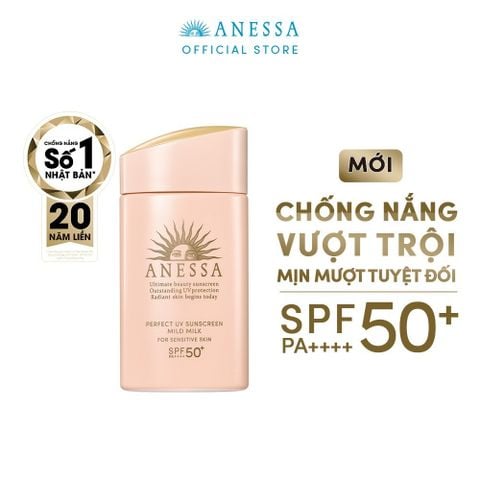 Kem Chống Nắng Dạng Sữa Dịu Nhẹ Cho Da Dễ Kích Ứng Anessa Perfect UV Sunscreen Mild Milk SPF 50+/PA++++ 60ml