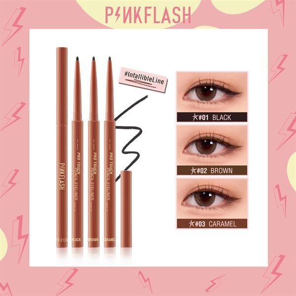 Chì Kẻ Mắt Chống Thấm Nước, Lâu Trôi PINKFLASH Pro Touch Pencil Eyeliner PF-E13 3g