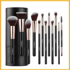 Bộ Cọ Trang Điểm RANCAI 12 Cây Màu Đen Kèm Bao Da