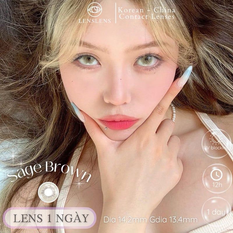 Lens 1 NGÀY Thời Trang DOUYIN (cặp) - SAGE BROWN 0-2 độ