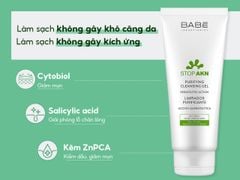 Sữa Rửa Mặt Cho Da Dầu Mụn BABE Laboratories Stop AKN Purifying Cleansing Gel