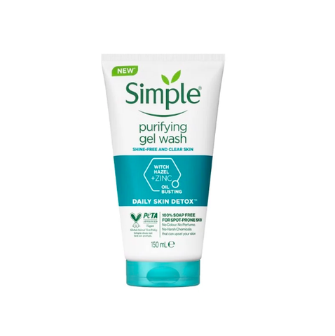 Gel Rửa Mặt Không Chứa Xà Phòng Kiềm Dầu, Ngừa Mụn Cho Da Nhạy Cảm Simple Purifying Gel Wash 150ml