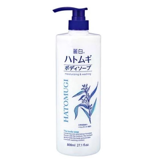 Sữa Tắm Dưỡng Ẩm, Trắng Da Chiết Xuất Ý Dĩ HATOMUGI Moisturizing & Washing The Body Soap 800ml