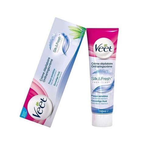 Kem Tẩy Lông VEET Silk & Fresh Technology Hair Removal Cream Sensitive Skin 100ml - Da Nhạy Cảm