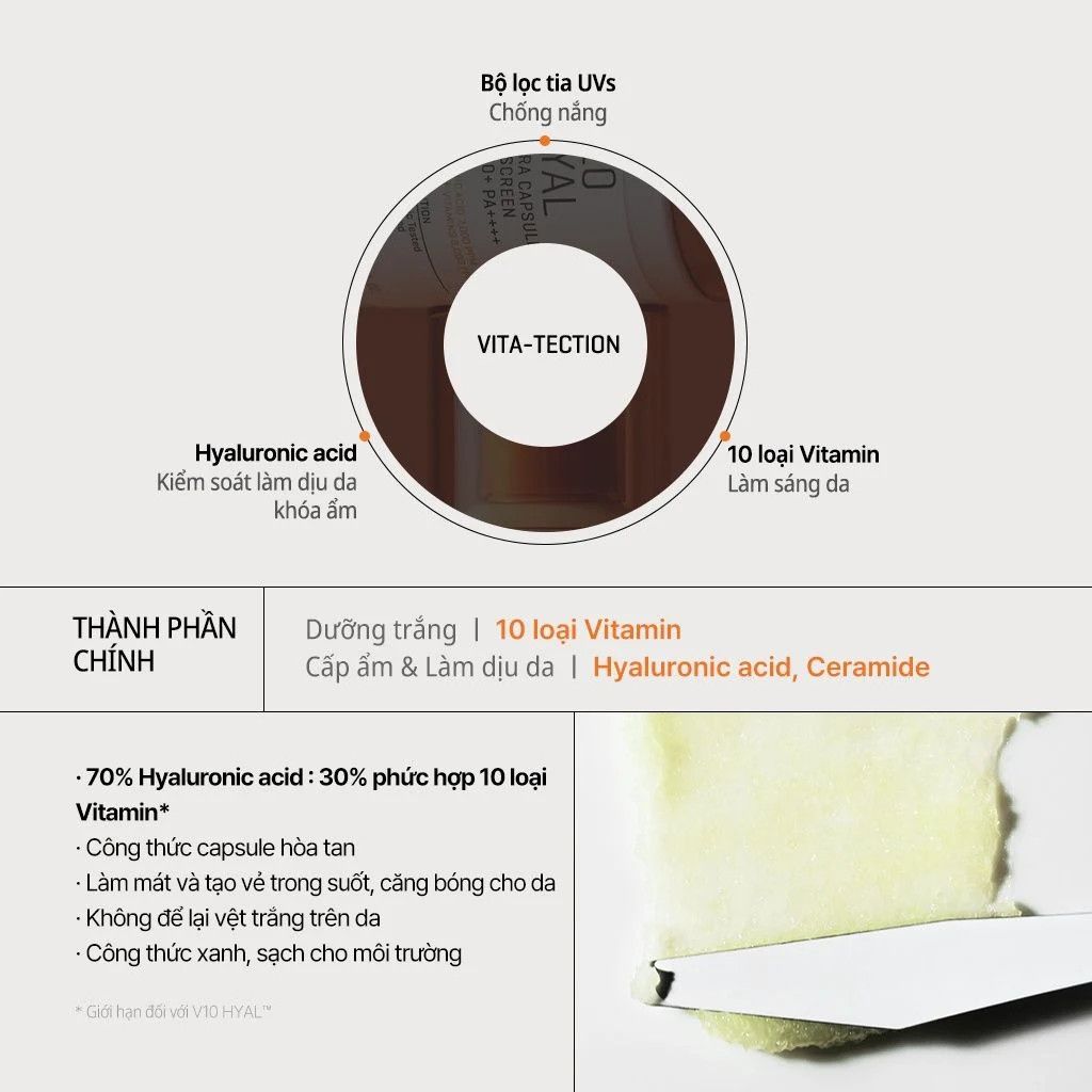 Kem Chống Nắng Dưỡng Ẩm, Làm Dịu Da Some By Mi V10 Hyal Hydra Capsule Suncreen SPF50+ PA++++ 40ml