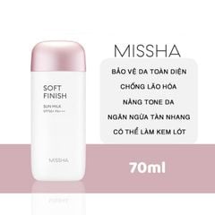 Kem Chống Nắng Dạng Sữa Dịu Nhẹ, Nâng Tông Da Missha All-Around Safe Block Soft Finish Sun Milk SPF50+ PA+++ 70ml