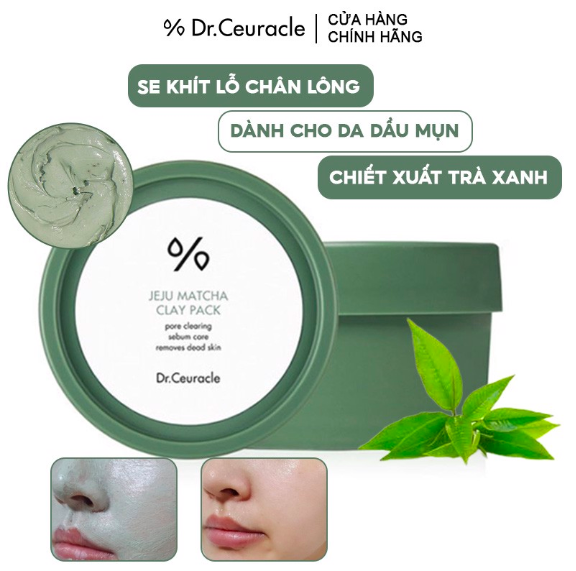 Mặt Nạ Đất Sét Trà Xanh Làm Sạch Se Khít Lỗ Chân Lông Dr.Ceuracle Jeju Matcha Clay Pack 9g