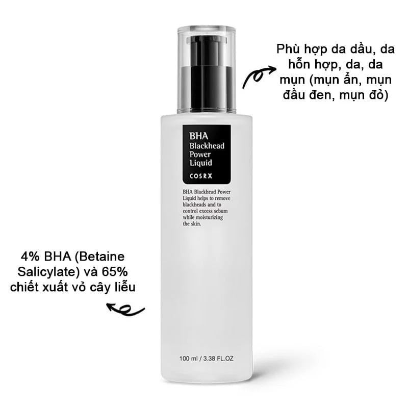 Tẩy Tế Bào Chết Hóa Học Trị Mụn Đầu Đen, Mụn Ẩn, Lỗ Chân Lông To Cosrx BHA Blackhead Power Liquid