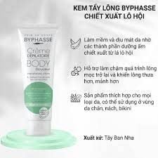 Kem Tẩy Lông Chiết Xuất Lô Hội BYPHASSE Hair Removal Cream Aloe Vera 125ml
