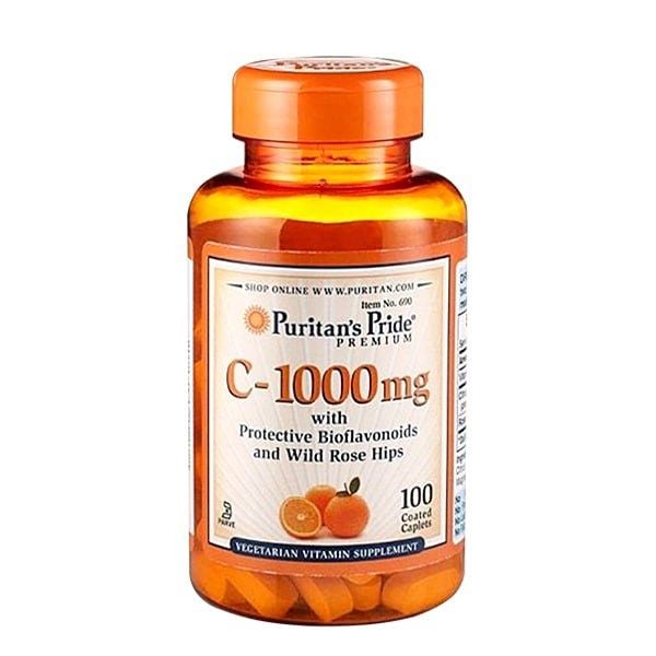 Viên Uống Đẹp Da, Ngừa Lão Hoá & Chống Thâm Nám PURITAN’S PRIDE C-1000mg with Bioflavonoids & Wild Rose Hips - 100 viên