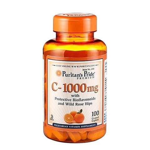 Viên Uống Đẹp Da, Ngừa Lão Hoá & Chống Thâm Nám PURITAN’S PRIDE C-1000mg with Bioflavonoids & Wild Rose Hips - 100 viên