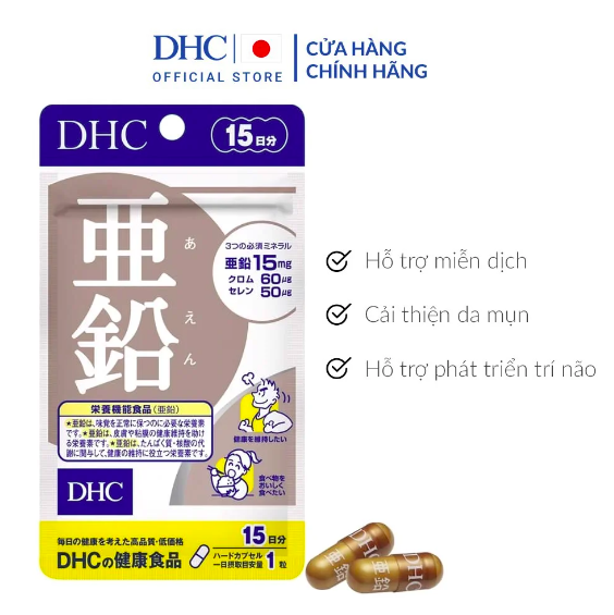 Viên Uống Hỗ Trợ Miễn Dịch, Tăng Cường Sức Đề Kháng, Cải Thiện Da Mụn, Bổ Sung Kẽm DHC Zinc