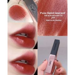 Son Thỏi YSL The Slim Glow Matte - 211 Transgressive Cacao (tone đỏ gạch)