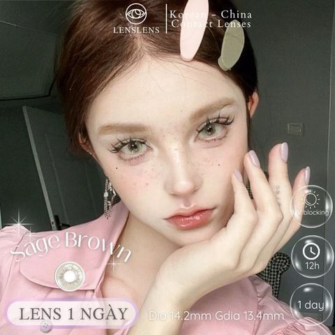 Lens 1 NGÀY Thời Trang DOUYIN (cặp) - SAGE BROWN 0-2 độ
