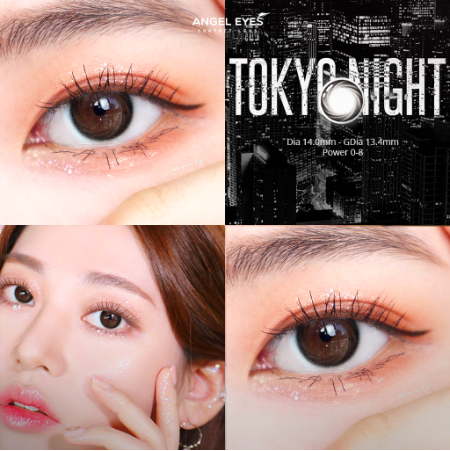 Kính Áp Tròng Màu Nâu Xám ANGEL EYES Cosmo - RUBY TOKYO NIGHT 14mm 0 độ
